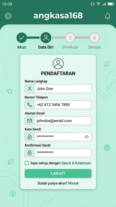 Tampilan halaman daftar angkasa168