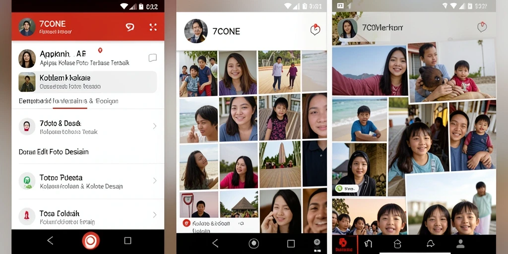 Tampilan antarmuka aplikasi 7CONE untuk kolase foto yang user-friendly.