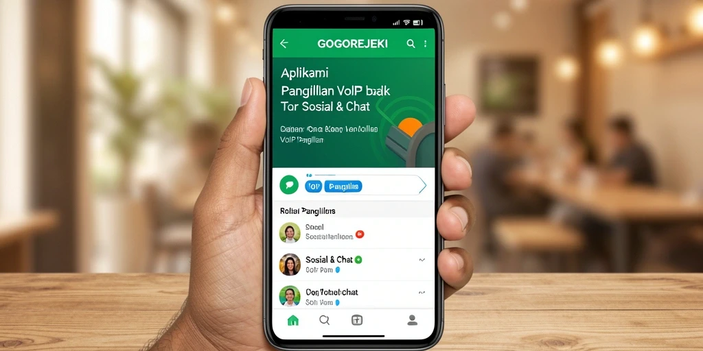 Antarmuka GOGOREJEKI menunjukkan fitur Panggilan VoIP yang intuitif dan mudah digunakan.