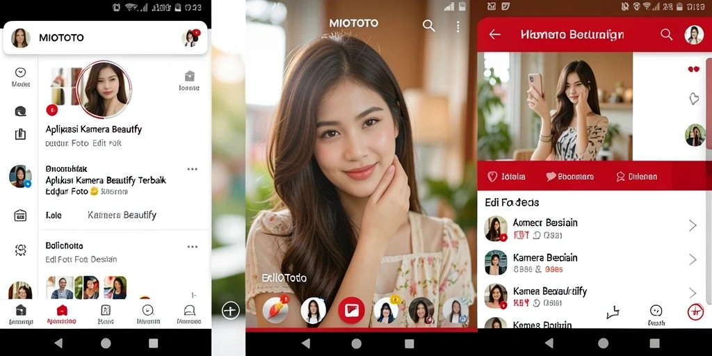 Antarmuka sederhana MIOTOTO untuk edit foto dengan fitur Kamera Beautify.
